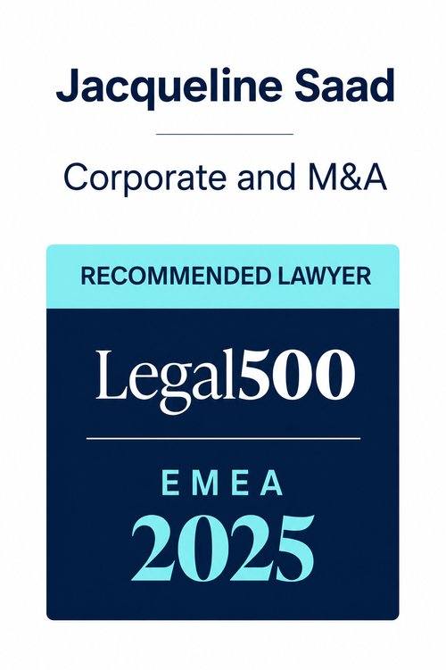 Legal 500 EMEA 2025 — Jacqueline Saad, Recommended Lawyer, Corporate and M&A