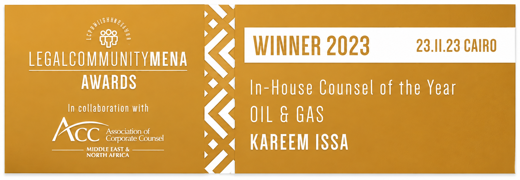 Legalcommunity MENA Awards 2023 — In-House Counsel of the Year, Oil & Gas